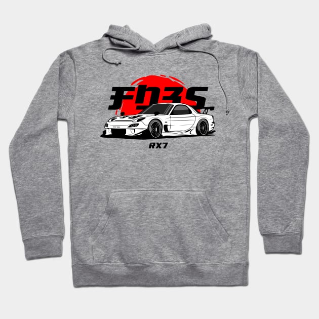 White RX 7 JDM Hoodie by GoldenTuners